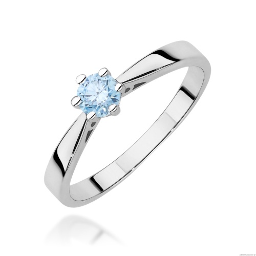 Pierścionek W0229 Diament Laboratoryjny niebieski 0.30ct białe złoto