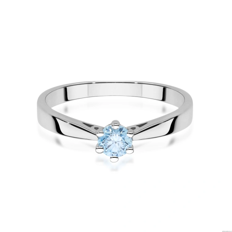 Pierścionek W0229 Diament Laboratoryjny niebieski 0.30ct białe złoto