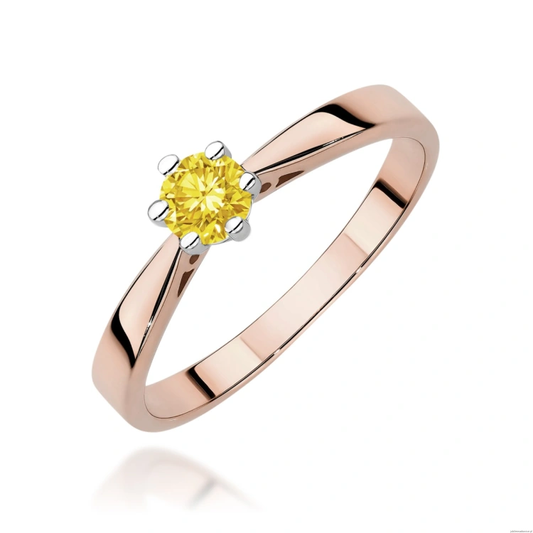 Pierścionek W0229 Diament Laboratoryjny żółty 0.30ct różowe złoto