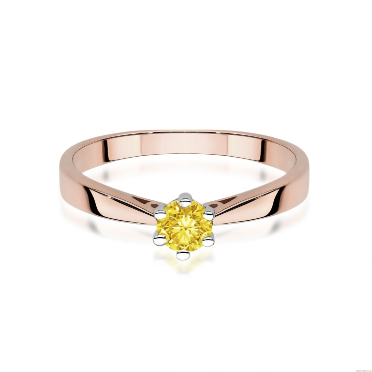Pierścionek W0229 Diament Laboratoryjny żółty 0.30ct różowe złoto