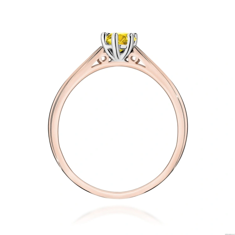 Pierścionek W0229 Diament Laboratoryjny żółty 0.30ct różowe złoto