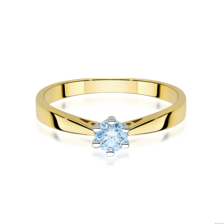Pierścionek W0229 Diament Laboratoryjny niebieski 0.30ct żółte złoto