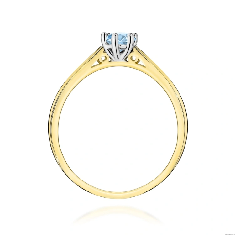 Pierścionek W0229 Diament Laboratoryjny niebieski 0.30ct żółte złoto