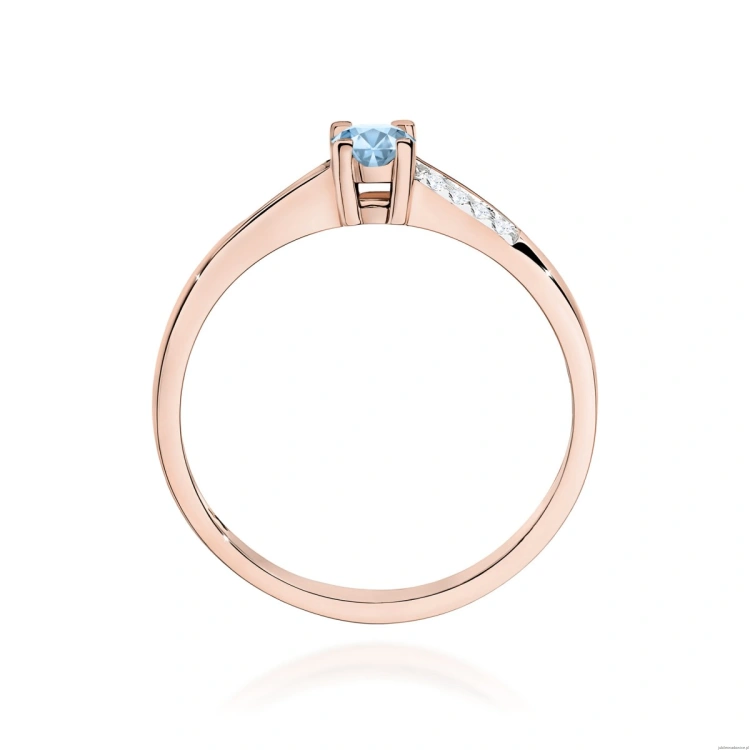 Pierścionek W0258 Diament Laboratoryjny niebieski 0,15ct różowe złoto