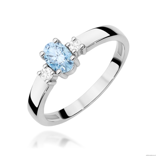 Pierścionek W0264 Diament Laboratoryjny niebieski 0,50ct białe złoto