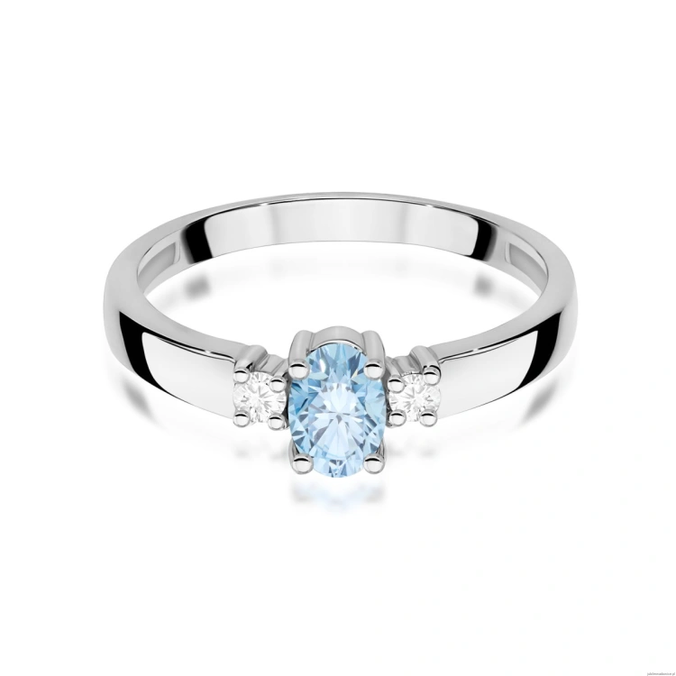 Pierścionek W0264 Diament Laboratoryjny niebieski 0,50ct białe złoto