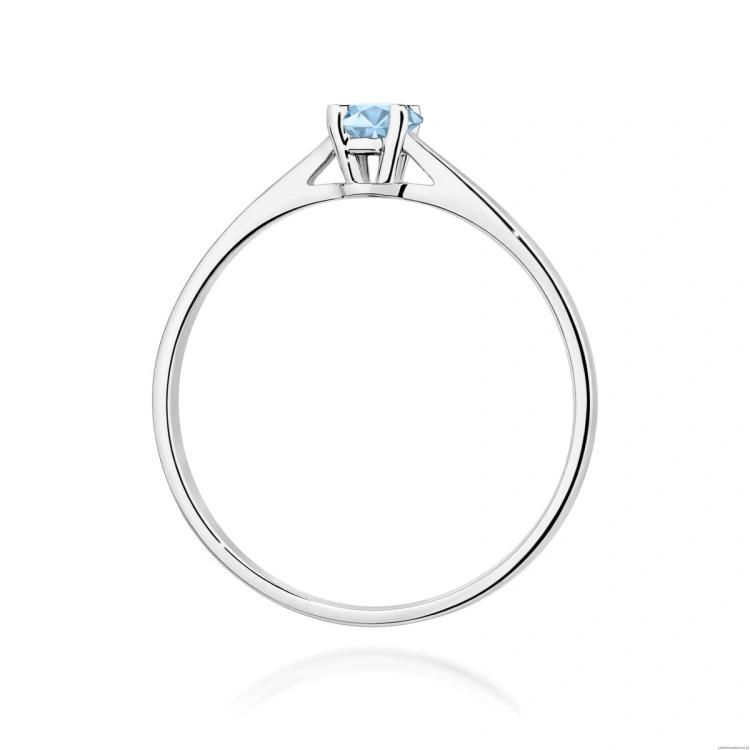 Pierścionek W0335 Diament Laboratoryjny niebieski 0,15ct białe złoto