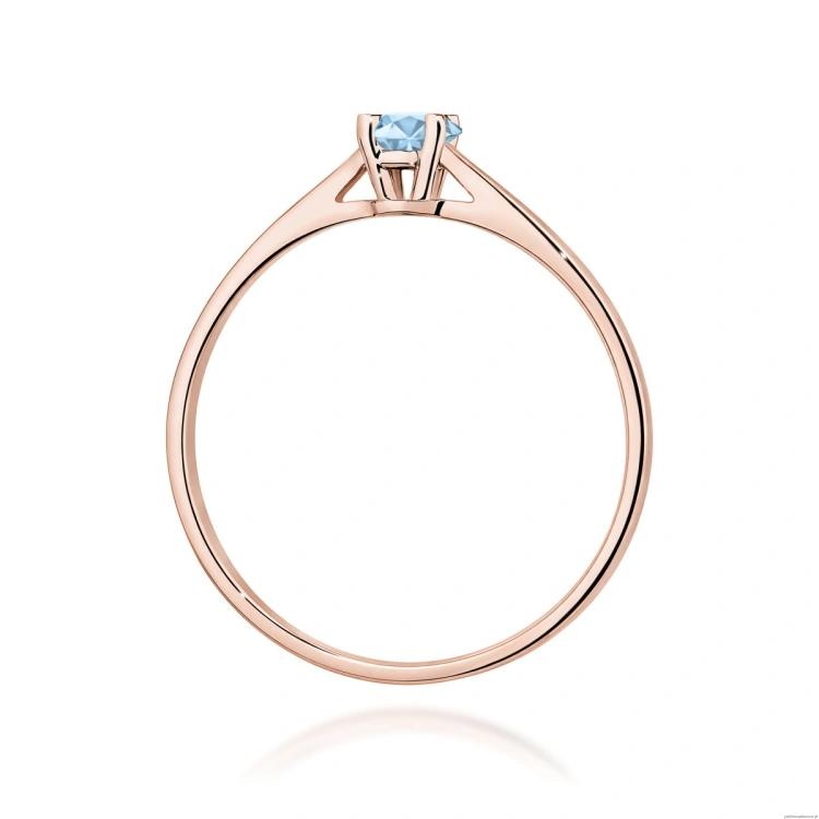Pierścionek W0335 Diament Laboratoryjny niebieski 0,15ct różowe złoto