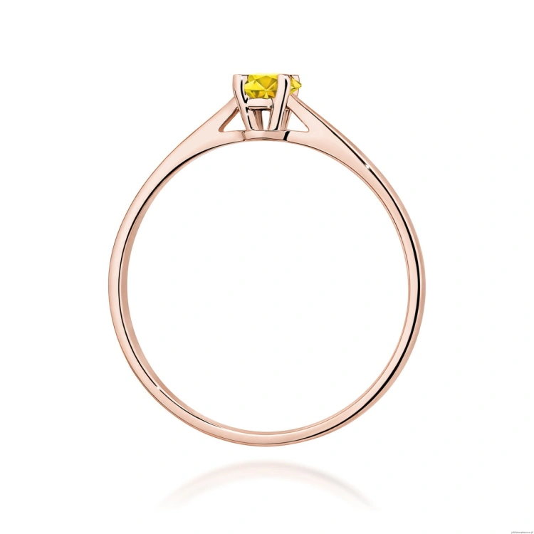 Pierścionek W0335 Diament Laboratoryjny żółty 0,15ct różowe złoto