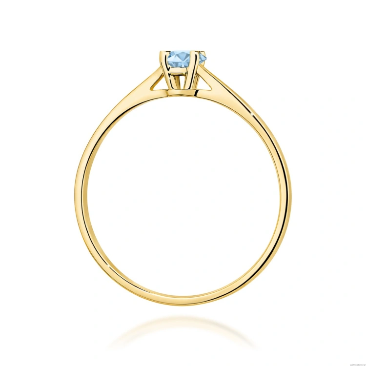 Pierścionek W0335 Diament Laboratoryjny niebieski 0,15ct żółte złoto