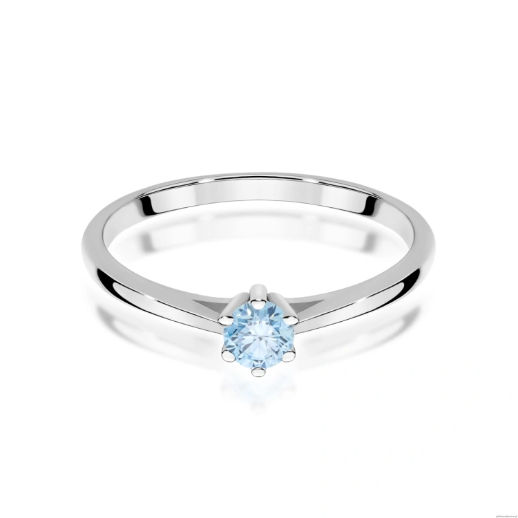 Pierścionek W0365 Diament Laboratoryjn niebieski 0,15ct białe złoto
