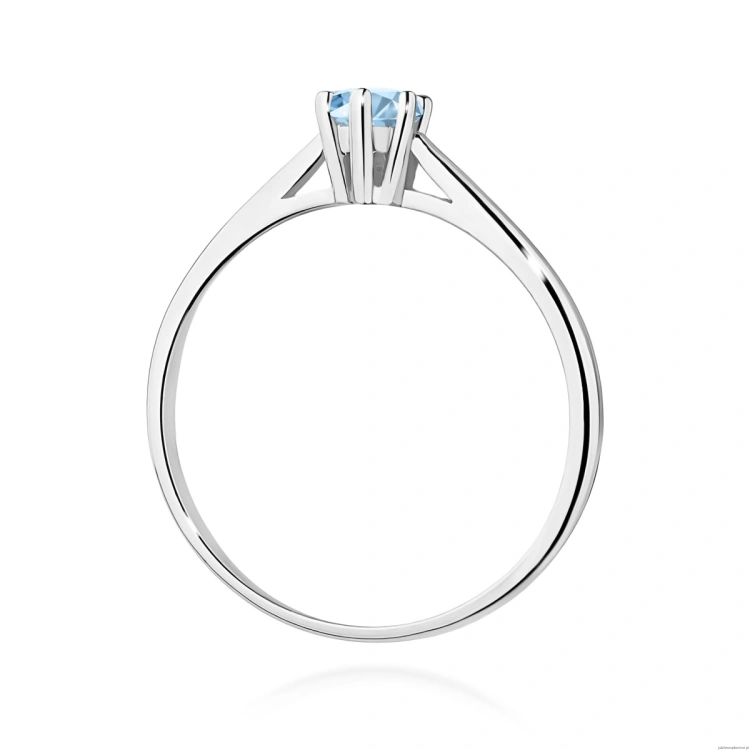 Pierścionek W0365 Diament Laboratoryjn niebieski 0,15ct białe złoto