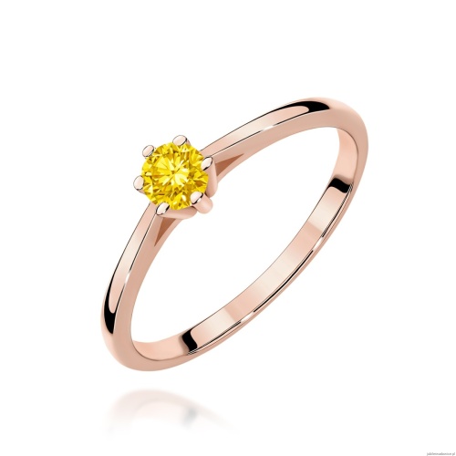 Pierścionek W0365 Diament Laboratoryjny żółty 0.15ct różowe złoto