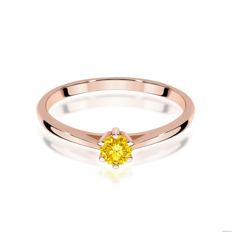Pierścionek W0365 Diament Laboratoryjny żółty 0.15ct różowe złoto