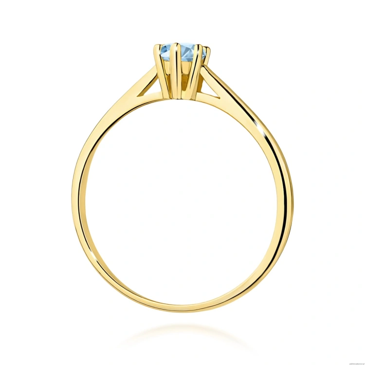 Pierścionek W0365 Diament Laboratoryjny niebieski 0.15ct żółte złoto