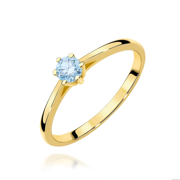 Pierścionek W0365 Diament Laboratoryjny różowy 0.15ct żółte złoto