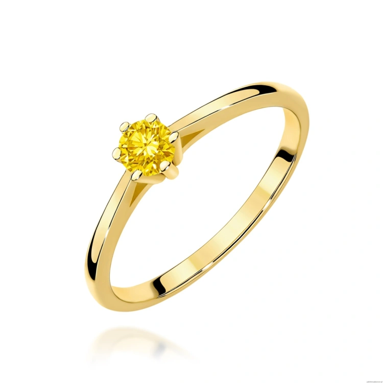 Pierścionek W0365 Diament Laboratoryjny żółty 0.15ct żółte złoto