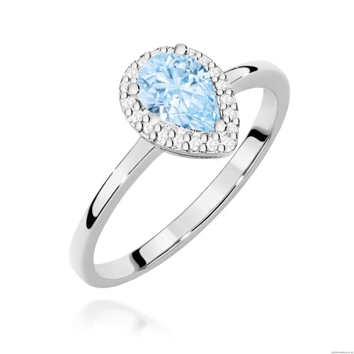 Pierścionek W0455 Diament Laboratoryjny niebieski 0,50ct białe złoto