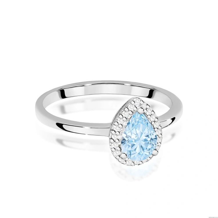 Pierścionek W0455 Diament Laboratoryjny niebieski 0,50ct białe złoto
