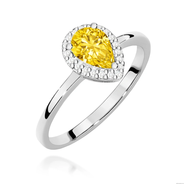 Pierścionek W0455 Diament Laboratoryjny żółty 0,50ct białe złoto