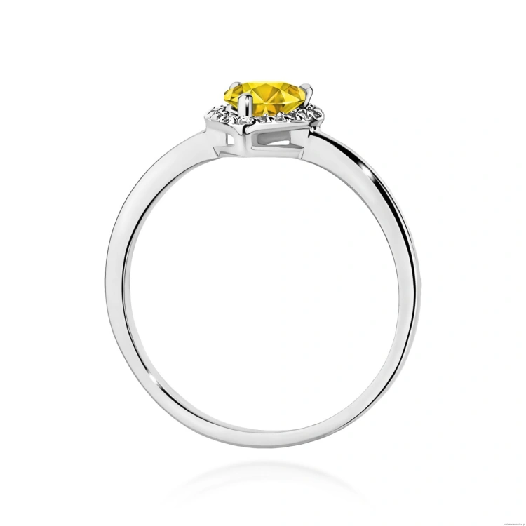 Pierścionek W0455 Diament Laboratoryjny żółty 0,50ct białe złoto