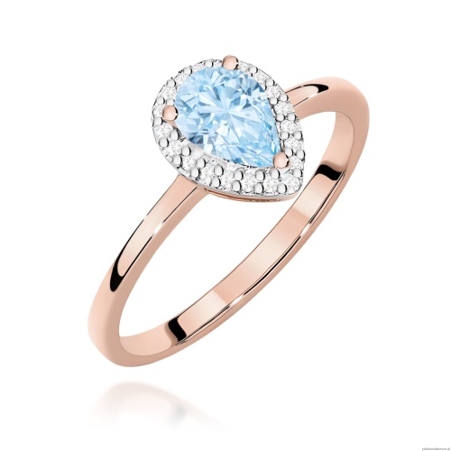 Pierścionek W0455 Diament Laboratoryjny niebieski 0,50ct różowe złoto