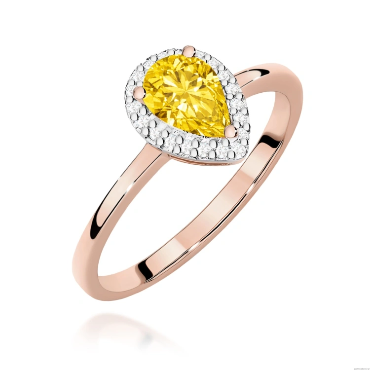 Pierścionek W0455 Diament Laboratoryjny żółty 0,50ct różowe złoto