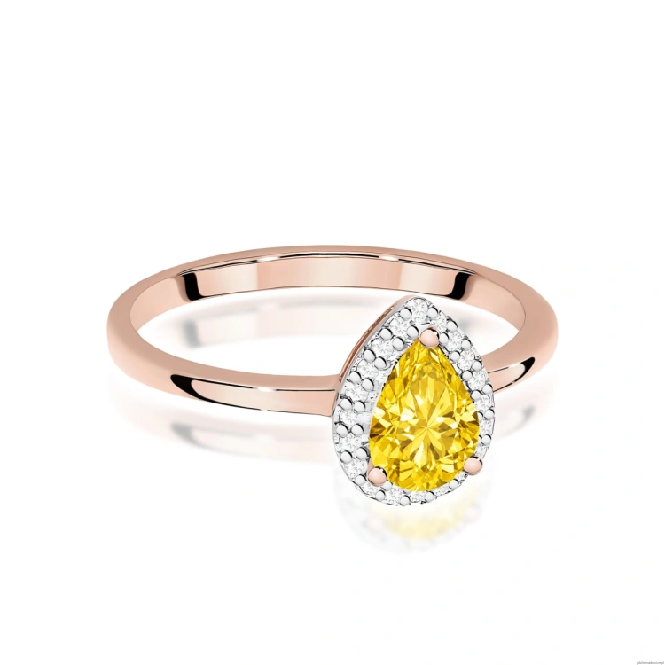 Pierścionek W0455 Diament Laboratoryjny żółty 0,50ct różowe złoto
