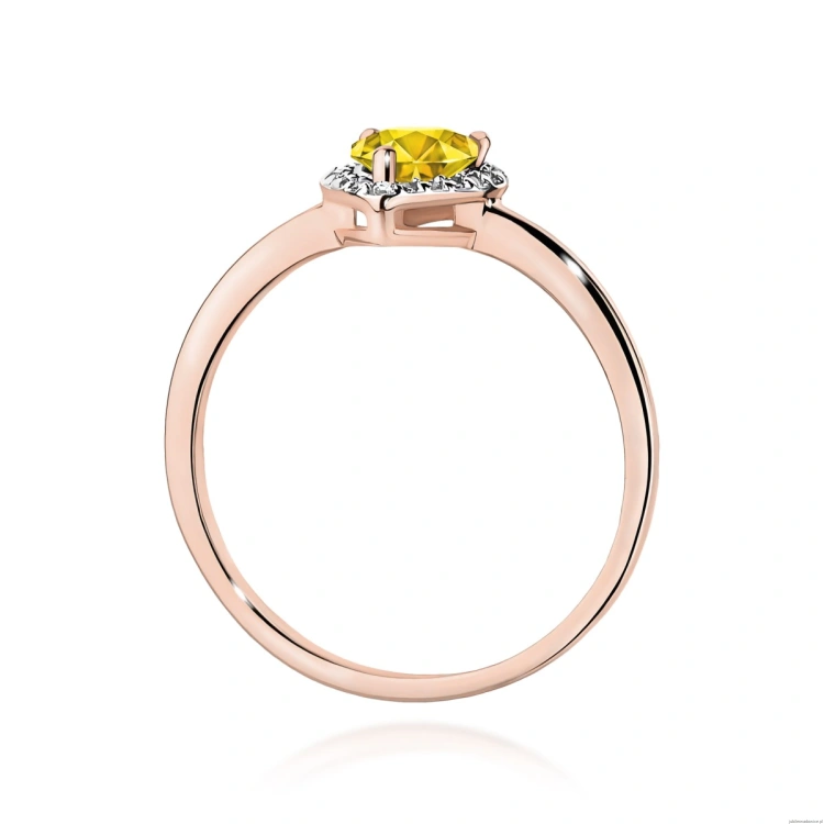 Pierścionek W0455 Diament Laboratoryjny żółty 0,50ct różowe złoto