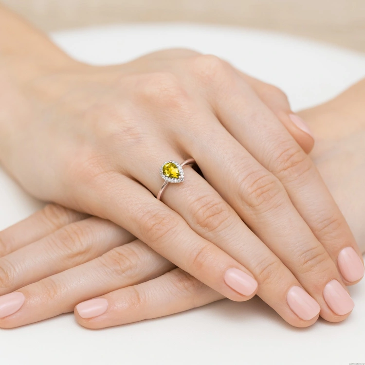 Pierścionek W0455 Diament Laboratoryjny żółty 0,50ct różowe złoto