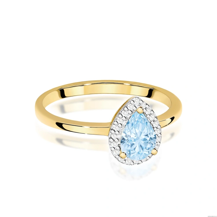 Pierścionek W0455 Diament Laboratoryjny niebieski 0,50ct żółte złoto