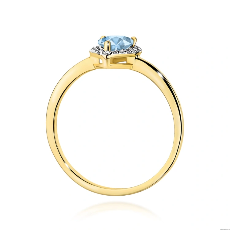 Pierścionek W0455 Diament Laboratoryjny niebieski 0,50ct żółte złoto