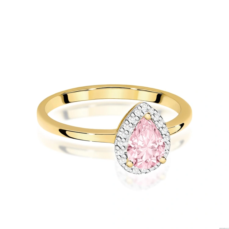 Pierścionek W0455 Diament Laboratoryjny różowy 0,50ct żółte złoto