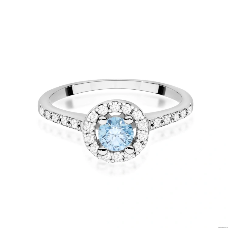 Pierścionek W0477 Diament Laboratoryjny niebieski 0,50ct białe złoto
