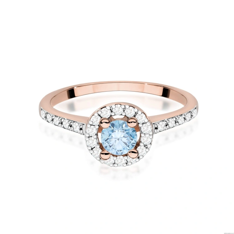 Pierścionek W0477 Diament Laboratoryjny niebieski 0,50ct różowe złoto