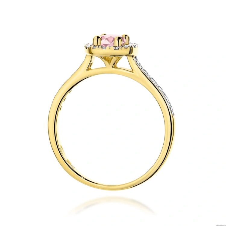 Pierścionek W0477 Diament Laboratoryjny różowy 0,50ct żółte złoto