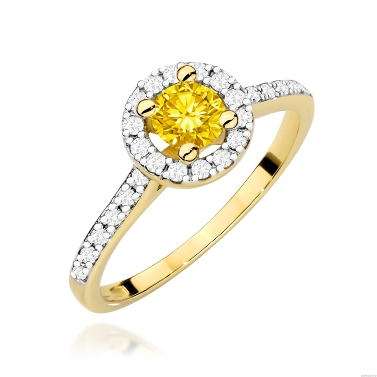 Pierścionek W0447 Diament Laboratoryjny żółty 0,50ct żółte złoto