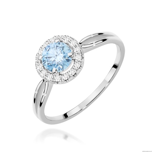 Pierścionek W0538 Diament Laboratoryjny niebieski 0,50ct białe złoto