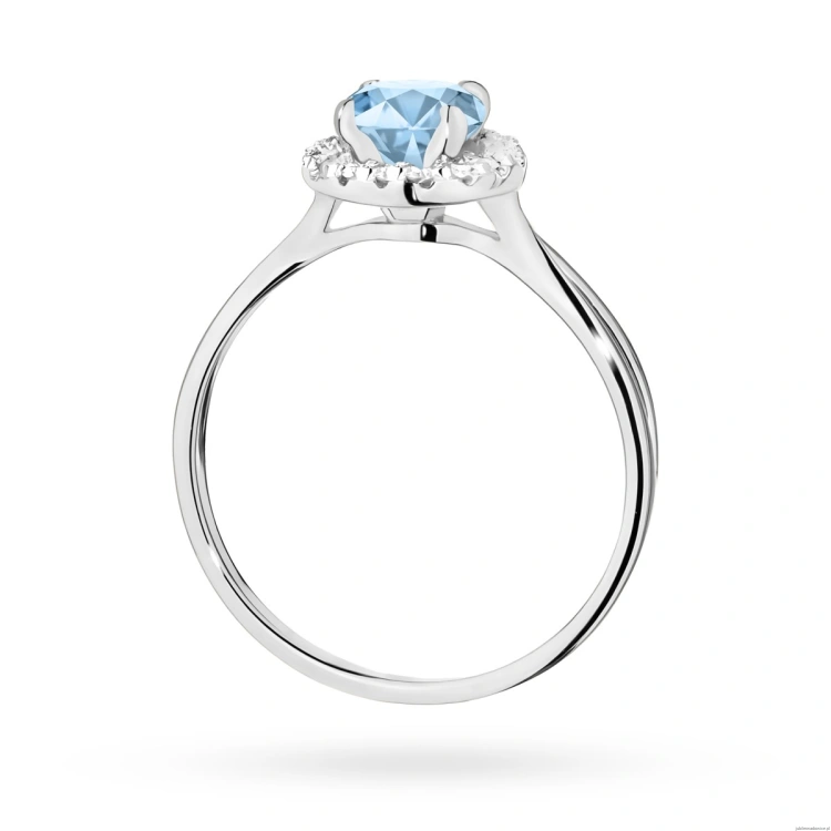 Pierścionek W0538 Diament Laboratoryjny niebieski 0,50ct białe złoto