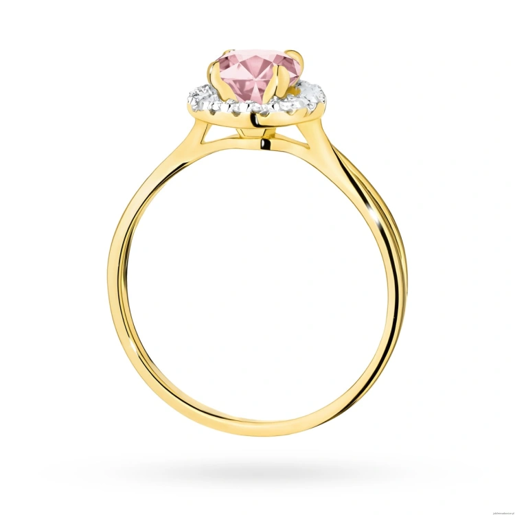 Pierścionek W0538 Diament Laboratoryjny różowy 0,50ct żółte złoto