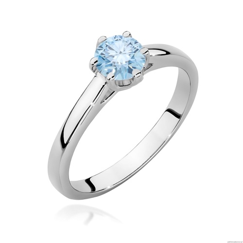 Pierścionek W0540 Diament Laboratoryjny niebieski 0,50ct białe złoto