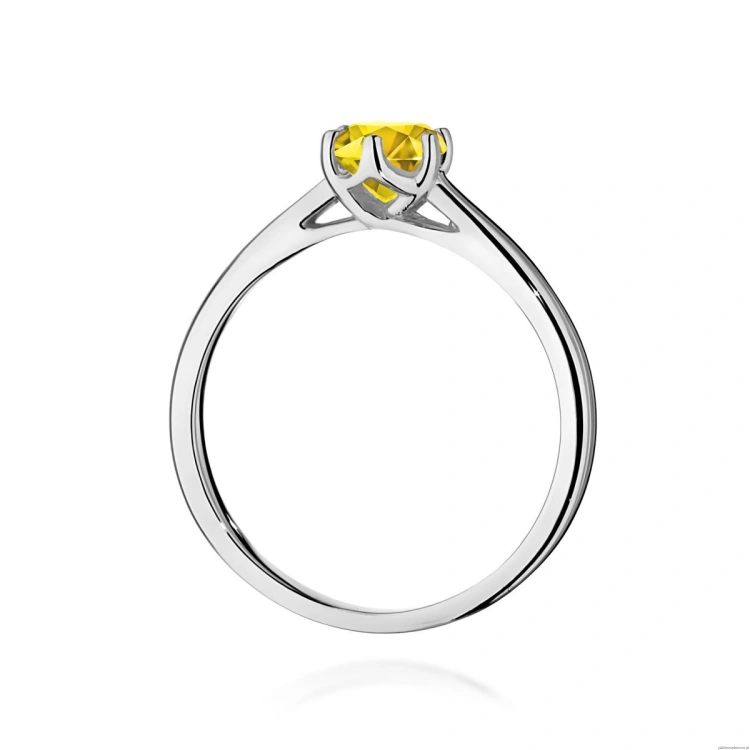 Pierścionek W0540 Diament Laboratoryjny żółty 0,50ct białe złoto