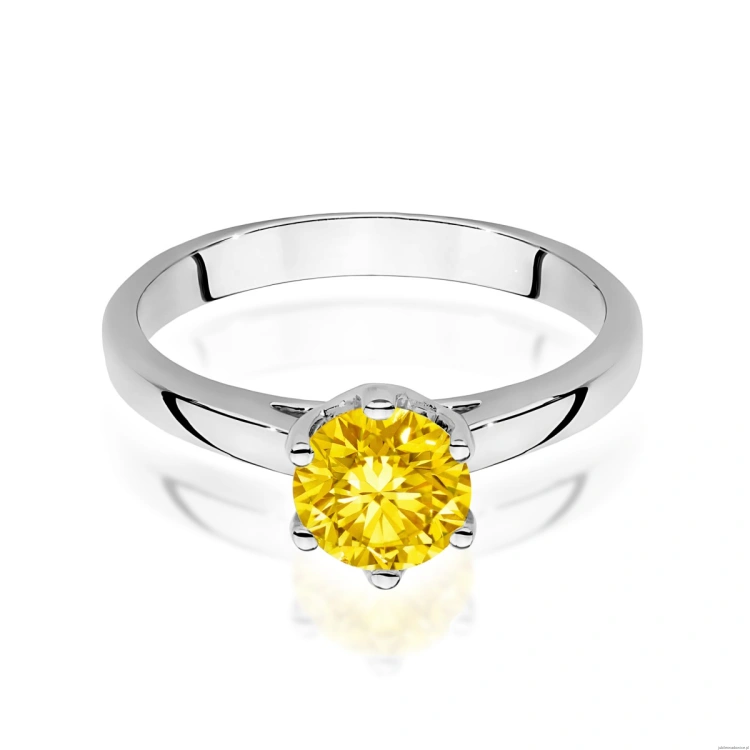 Pierścionek W0540 Diament Laboratoryjny żółty 1,00ct białe złoto