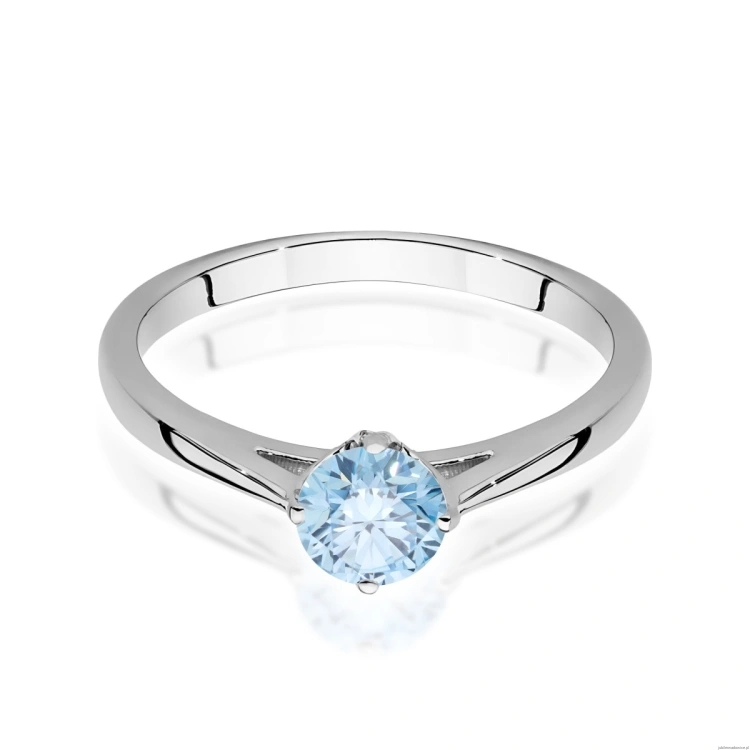 Pierścionek W0543 Diament Laboratoryjny niebieski 0,50ct białe złoto