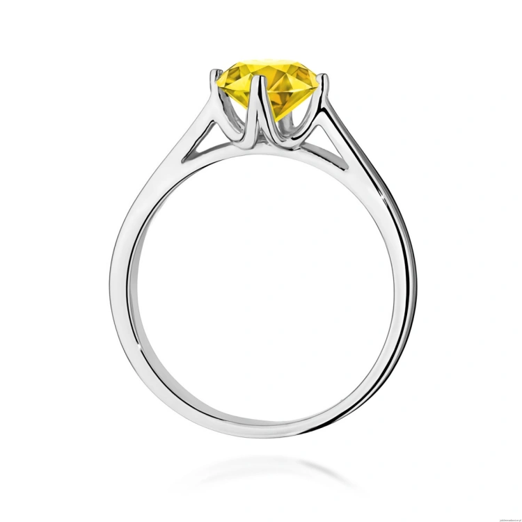 Pierścionek W0543 Diament Laboratoryjny żółty 1,00ct białe złoto