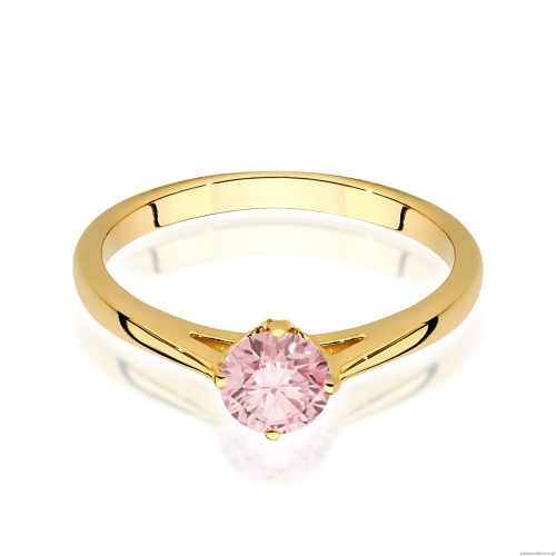 Pierścionek W0543 Diament Laboratoryjny różowy 0,50ct żółte złoto