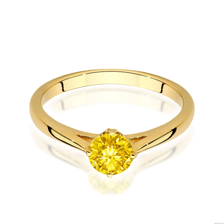 Pierścionek W0543 Diament Laboratoryjny żółty 0,50ct żółte złoto