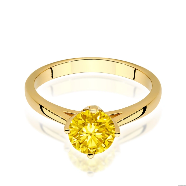 Pierścionek W0543 Diament Laboratoryjny żółty 1,00ct żółte złoto