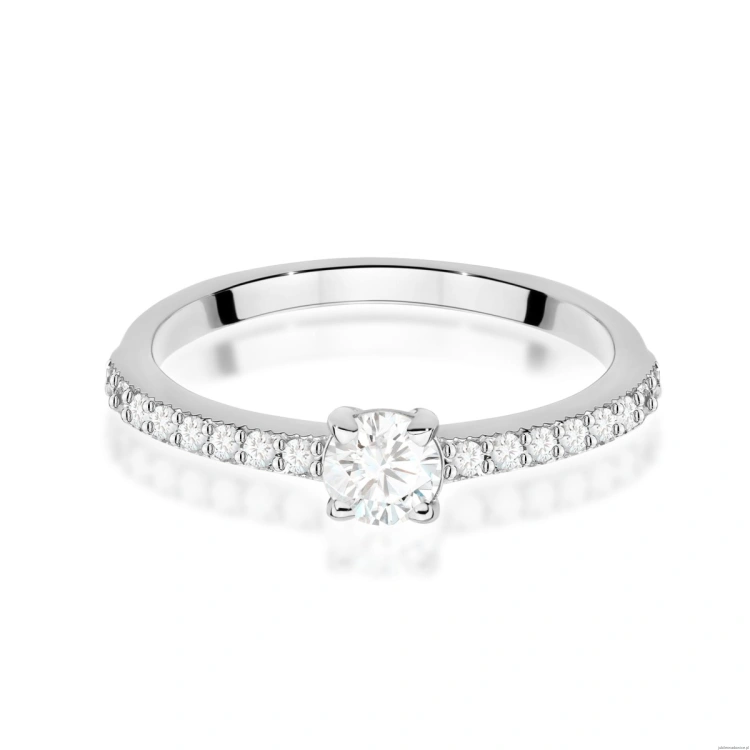 Pierścionek W0671 z diamentami laboratoryjnymi białe złoto