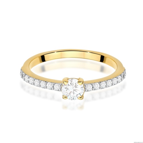 Pierścionek W0671 z diamentami laboratoryjnymi żółte złoto
